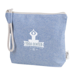 Trousse de toilette pastel en coton recyclé avec bracelet en corde couleur bleu quatrième vue