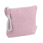 Trousse de toilette pastel en coton recyclé avec bracelet en corde couleur rose deuxième vue