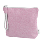Trousse de toilette pastel en coton recyclé avec bracelet en corde couleur rose troisième vue