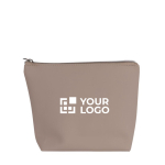 Trousse de toilette en cuir synthétique avec tirette assortie couleur beige avec zone d'impression