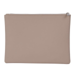 Trousse de toilette en cuir synthétique souple avec zip assorti couleur beige troisième vue