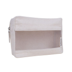 Trousse de toilette en toile recyclée de couleur naturelle avec design couleur naturel deuxième vue