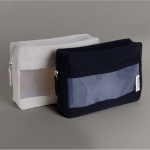 Trousse de toilette en toile recyclée de couleur naturelle avec design première vue