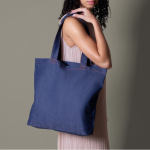 Sac en denim recyclé avec poignées longues 280 g/m2 couleur bleu jean vue détail 2