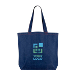 Sac en denim recyclé avec poignées longues 280 g/m2 couleur bleu jean avec zone d'impression