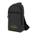 Sac bandoulière en similicuir avec poche extérieure sur le devant couleur noir cinquième vue