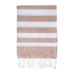Paréo grand format en coton recyclé avec franges blanches 145 g/m2 couleur beige première vue