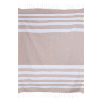 Paréo grand format en coton recyclé avec franges blanches 145 g/m2 couleur beige deuxième vue