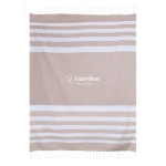 Paréo grand format en coton recyclé avec franges blanches 145 g/m2 couleur beige troisième vue
