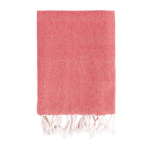 Paréo en coton et polyester monochrome avec franges blanches 170 g/m2 couleur rouge première vue