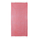Paréo en coton et polyester monochrome avec franges blanches 170 g/m2 couleur rouge deuxième vue