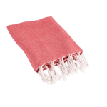 Paréo en coton et polyester monochrome avec franges blanches 170 g/m2 couleur rouge troisième vue