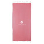Paréo en coton et polyester monochrome avec franges blanches 170 g/m2 couleur rouge quatrième vue
