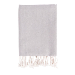 Paréo en coton et polyester monochrome avec franges blanches 170 g/m2 couleur gris première vue