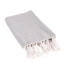 Paréo en coton et polyester monochrome avec franges blanches 170 g/m2 couleur gris troisième vue