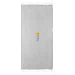 Paréo en coton et polyester monochrome avec franges blanches 170 g/m2 couleur gris quatrième vue
