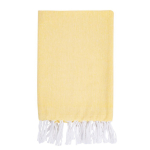 Paréo en coton et polyester monochrome avec franges blanches 170 g/m2 couleur jaune première vue