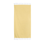 Paréo en coton et polyester monochrome avec franges blanches 170 g/m2 couleur jaune deuxième vue
