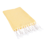 Paréo en coton et polyester monochrome avec franges blanches 170 g/m2 couleur jaune troisième vue