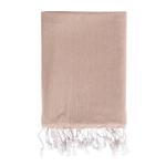 Paréo en coton et polyester monochrome avec franges blanches 170 g/m2 couleur beige première vue