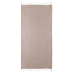 Paréo en coton et polyester monochrome avec franges blanches 170 g/m2 couleur beige deuxième vue