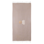 Paréo en coton et polyester monochrome avec franges blanches 170 g/m2 couleur beige quatrième vue