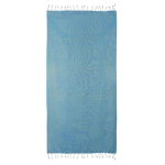 Paréo en coton et polyester monochrome avec franges blanches 170 g/m2 couleur bleu ciel deuxième vue