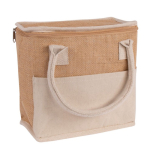 Sac isotherme en jute avec poignées renforcées en coton couleur naturel quatrième vue