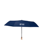Parapluie coupe-vent en RPET avec poignée en bambou Ø97 couleur bleu marine avec zone d'impression