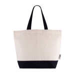 Sac en coton recyclé avec anse et base de couleurs 320 g/m2 couleur noir première vue