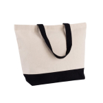 Sac en coton recyclé avec anse et base de couleurs 320 g/m2 couleur noir deuxième vue