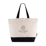 Sac en coton recyclé avec anse et base de couleurs 320 g/m2 couleur noir troisième vue