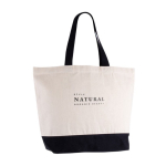 Sac en coton recyclé avec anse et base de couleurs 320 g/m2 couleur noir quatrième vue