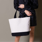 Sac en coton recyclé avec anse et base de couleurs 320 g/m2 couleur noir cinquième vue