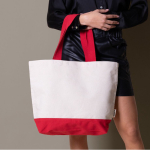 Sac en coton recyclé avec anse et base de couleurs 320 g/m2 couleur rouge quatrième vue
