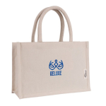 Petit sac en coton recyclé avec poignée courte couleur naturel vue détail 2