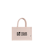 Petit sac en coton recyclé avec poignée courte couleur naturel avec zone d'impression