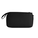 Trousse de toilette en similicuir doux avec double fermeture éclair couleur noir troisième vue
