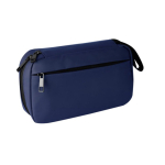Trousse de toilette en similicuir doux avec double fermeture éclair couleur bleu marine deuxième vue