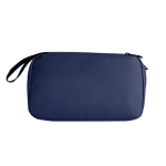 Trousse de toilette en similicuir doux avec double fermeture éclair couleur bleu marine troisième vue