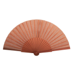 Eventail élégant en bois foncé et tissu en polyester couleur marron deuxième vue