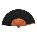 Éventail personnalisé élégant en bois foncé et tissu en polyester couleur noir
