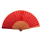 Éventail personnalisé élégant en bois foncé et tissu en polyester couleur rouge