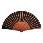 Éventail personnalisé élégant en bois foncé et tissu en polyester première vue