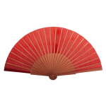 Éventail personnalisé élégant en bois foncé et tissu en polyester première vue