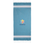 Paréo en coton recyclé et polyester en plusieurs couleurs 150 g/m2 couleur bleu ciel troisième vue