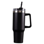 Gourde en inox recyclé avec paille et anse de transport 1,18 L couleur noir première vue