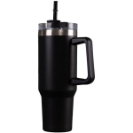 Gourde en inox recyclé avec paille et anse de transport 1,18 L couleur noir deuxième vue