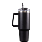 Gourde en inox recyclé avec paille et anse de transport 1,18 L couleur noir troisième vue