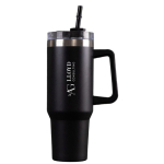 Gourde en inox recyclé avec paille et anse de transport 1,18 L couleur noir quatrième vue
